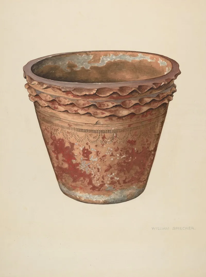 Flower Pot 6 by William Spiecker - Canvas Print