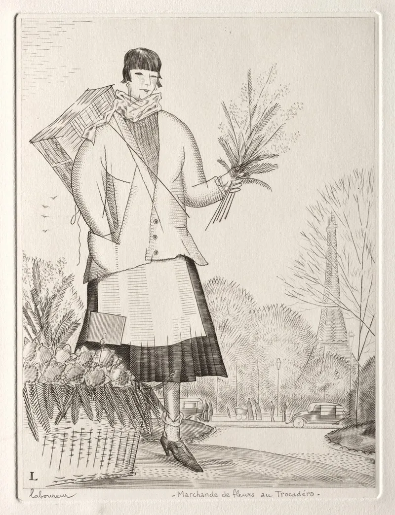 Flower Seller At The Trocadero by Jean-Émile Laboureur - Canvas Print