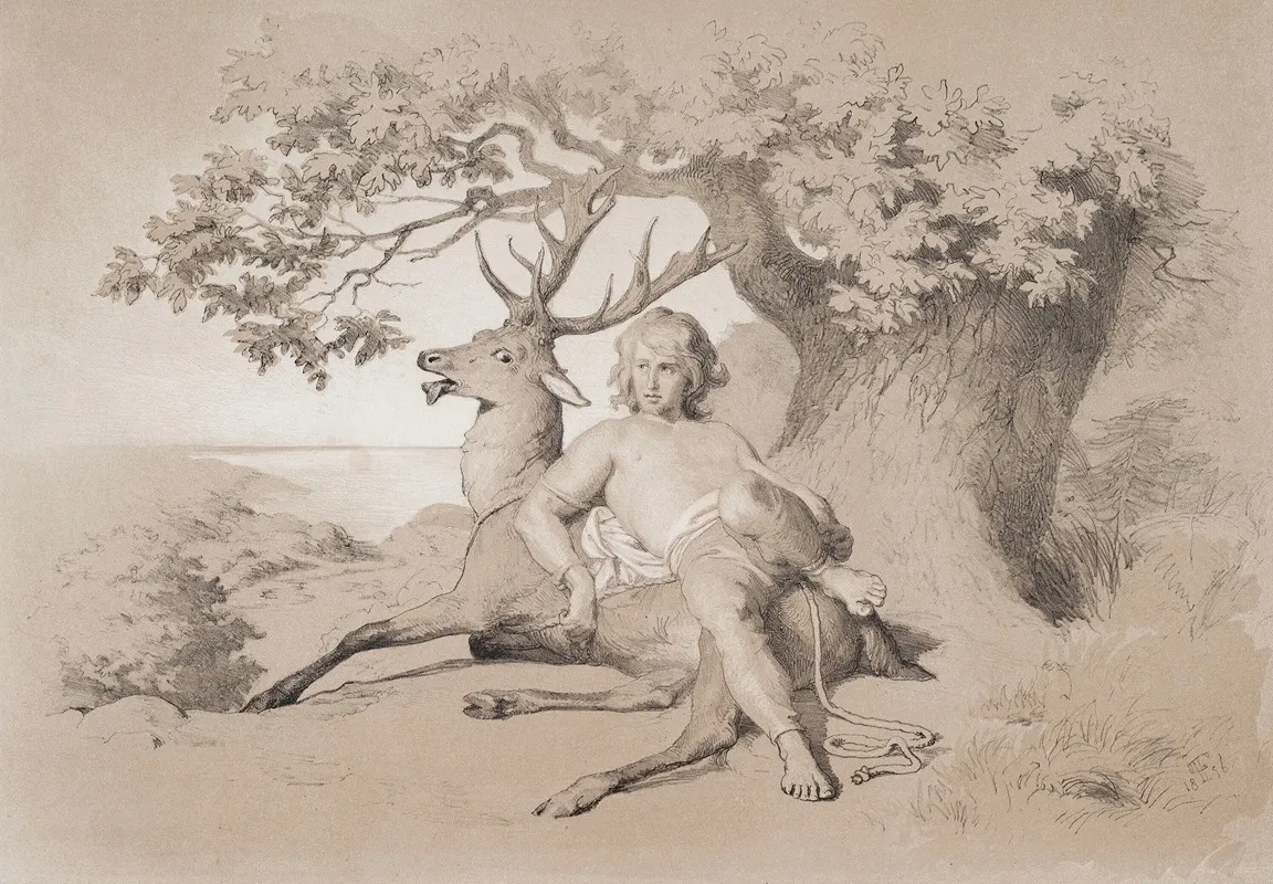 Flugten Pag 23 Illustration Til Christian Winthers Hjortens Flugt by Lorenz Frølich - Canvas Print