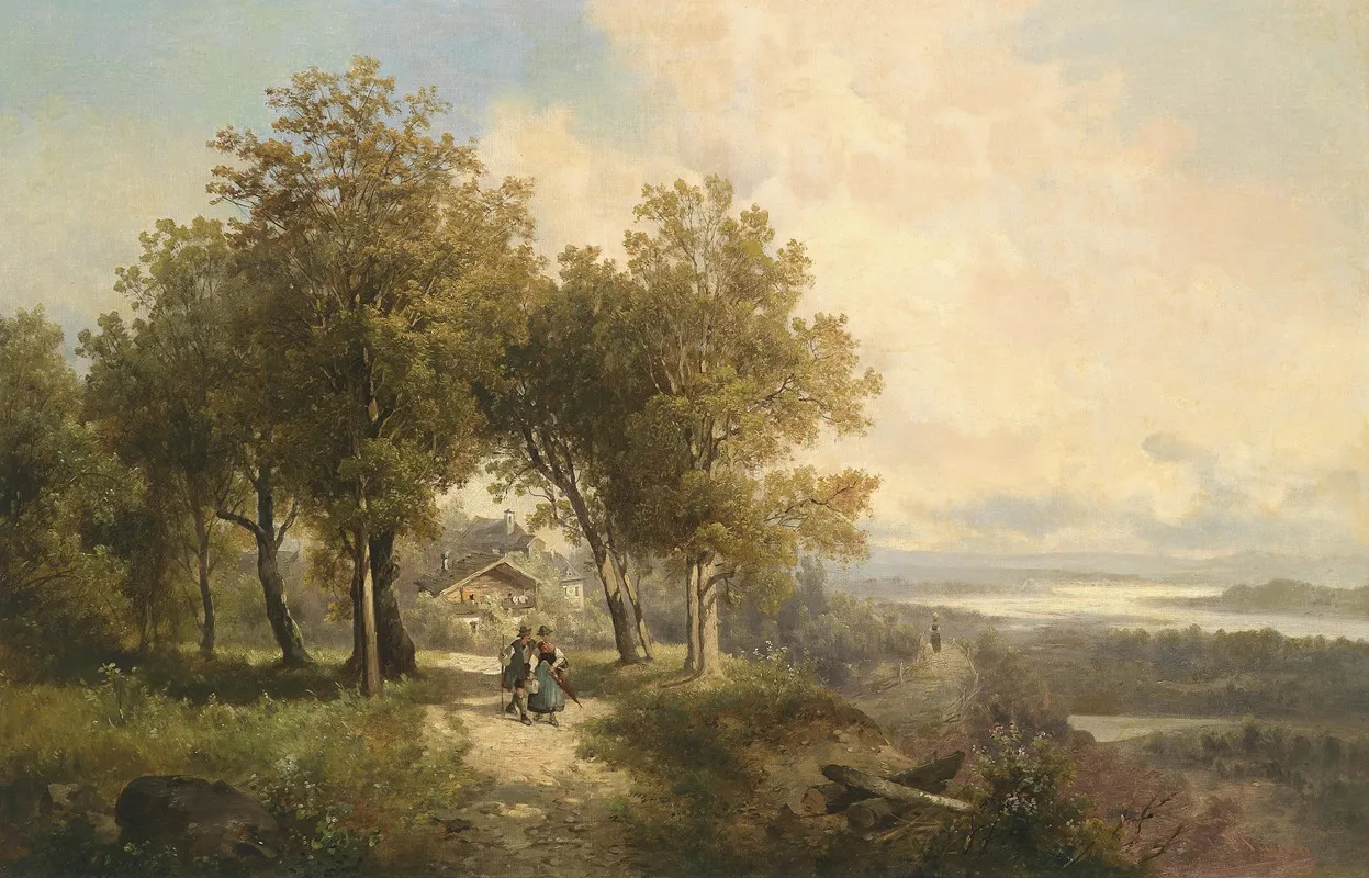 Flusslandschaft 8 by Josef Thoma - Canvas Print