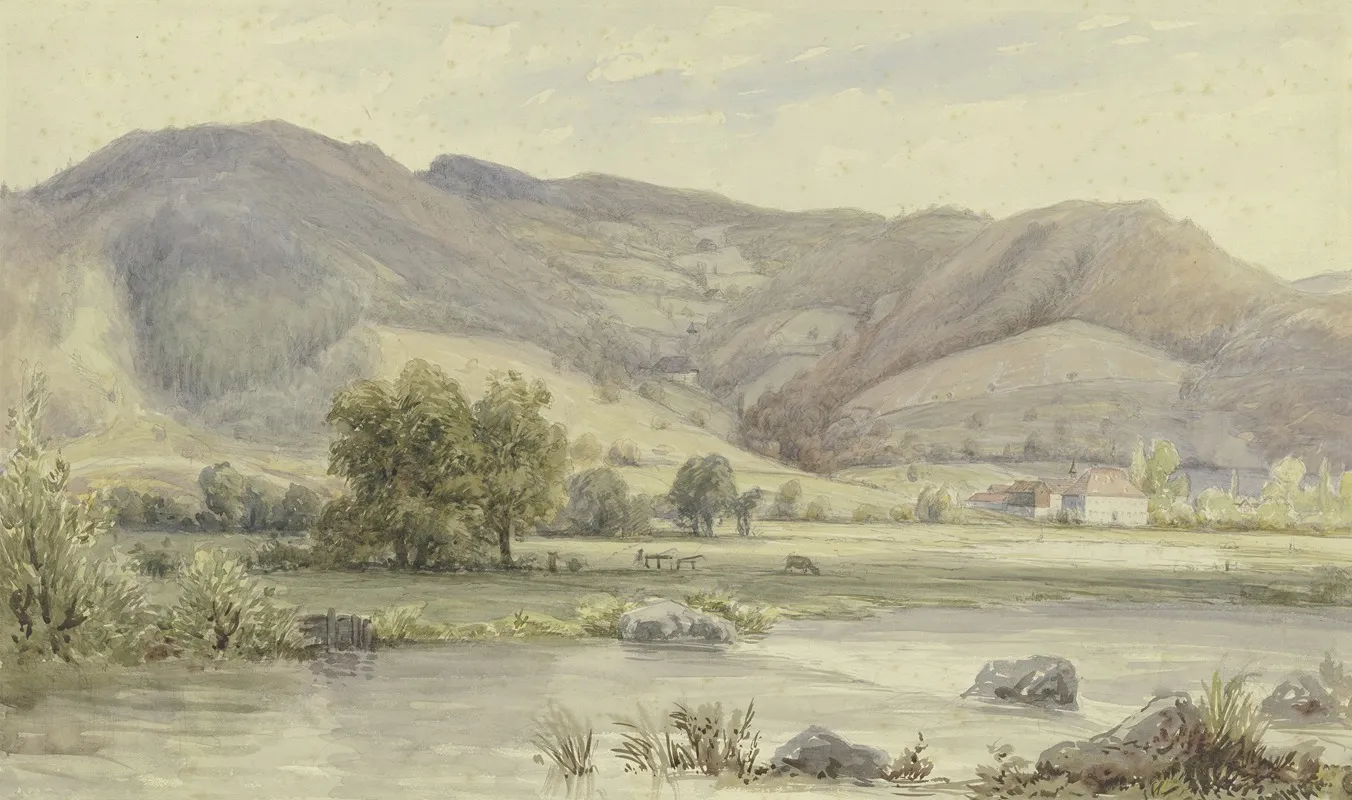 Flusslandschaft Mit Hohen Bergen by Peter Burnitz - Canvas Print