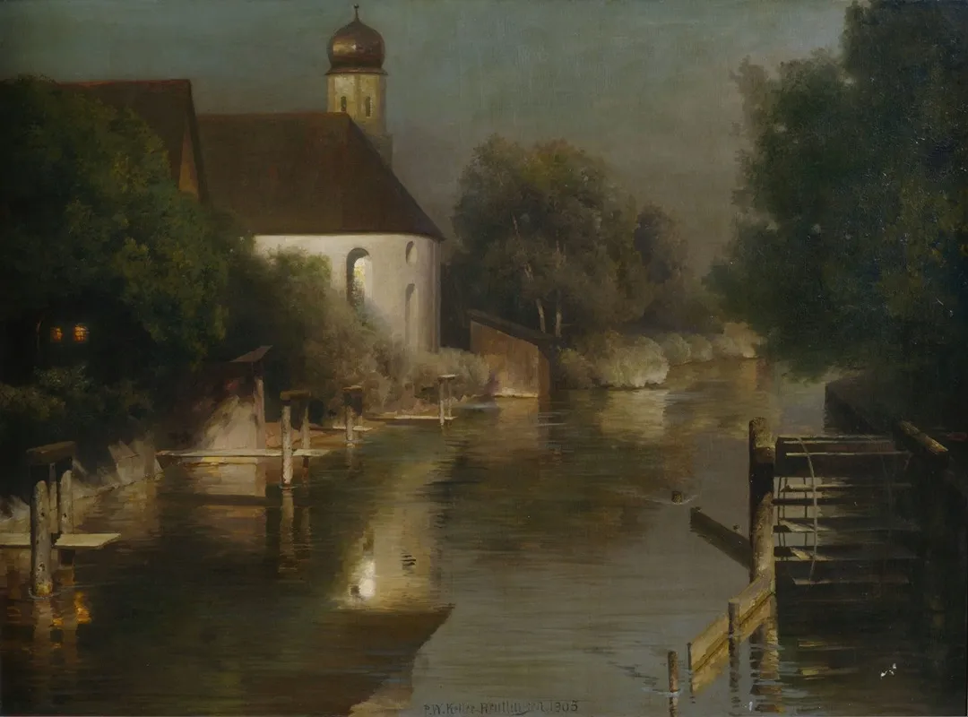Flusslauf Mit Kapelle Von Furstenfeldbruck by Paul Wilhelm Keller-Reutlingen - Canvas Print