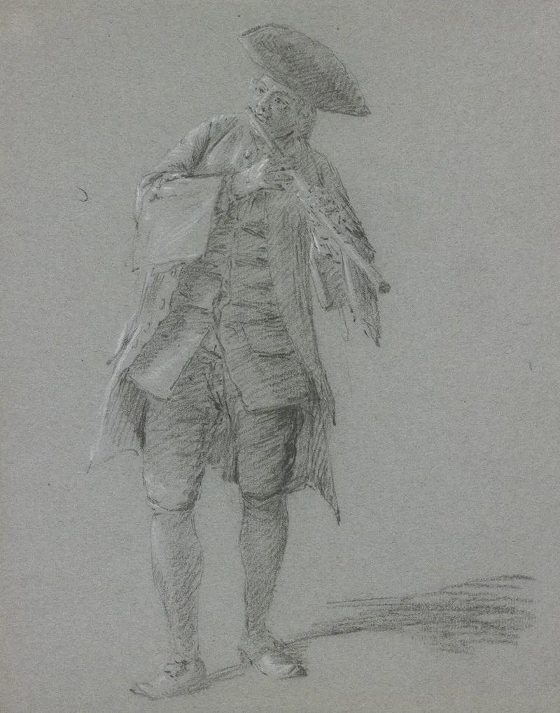 Flute Playing Cavalier by Cornelis Troost - Canvas Print