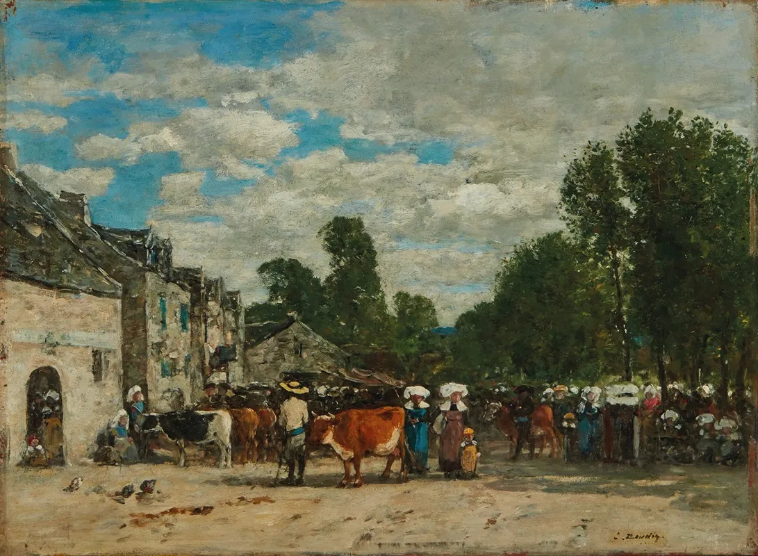 Foire En Bretagne by Eugène Boudin - Canvas Print
