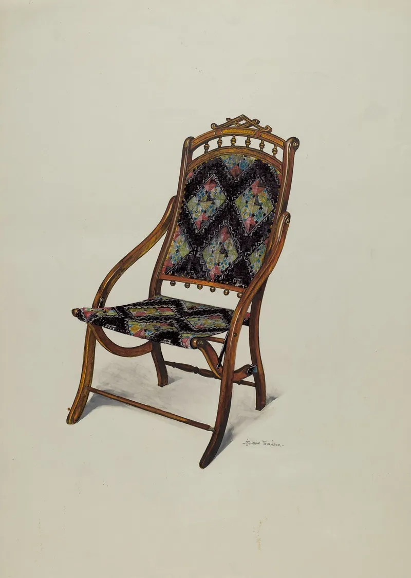 Folding Oak Chair by Florence Truelson - Canvas Print