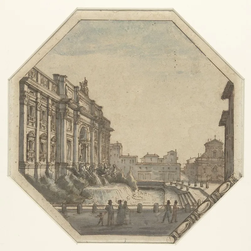 Fontana Di Trevi Gezien Vanuit Het Westen by Victor-Jean Nicolle - Canvas Print
