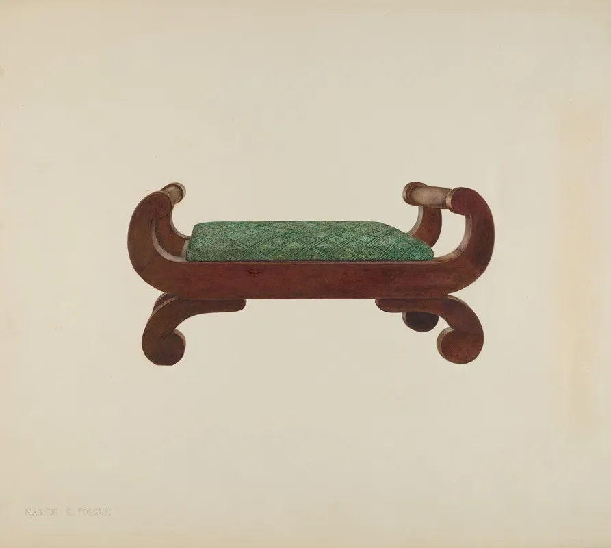 Foot Stool Mahogany With Horse Hair Covering by Magnus S. Fossum - Canvas Print