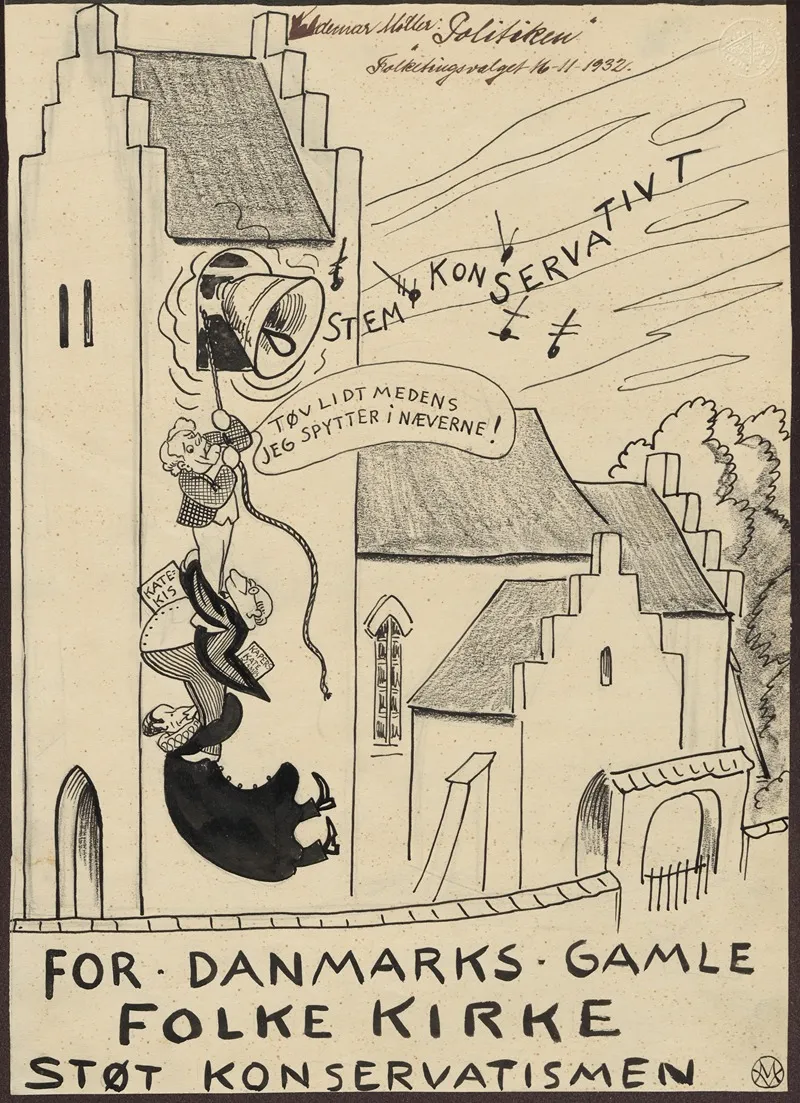 For Danmarks Gamle Folkekirke Stot Konservatismen by Valdemar Møller - Canvas Print