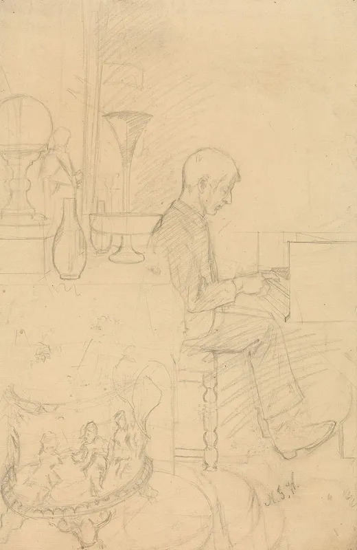 Forarbeid Til I Musikktimen by Gustav Wentzel - Canvas Print