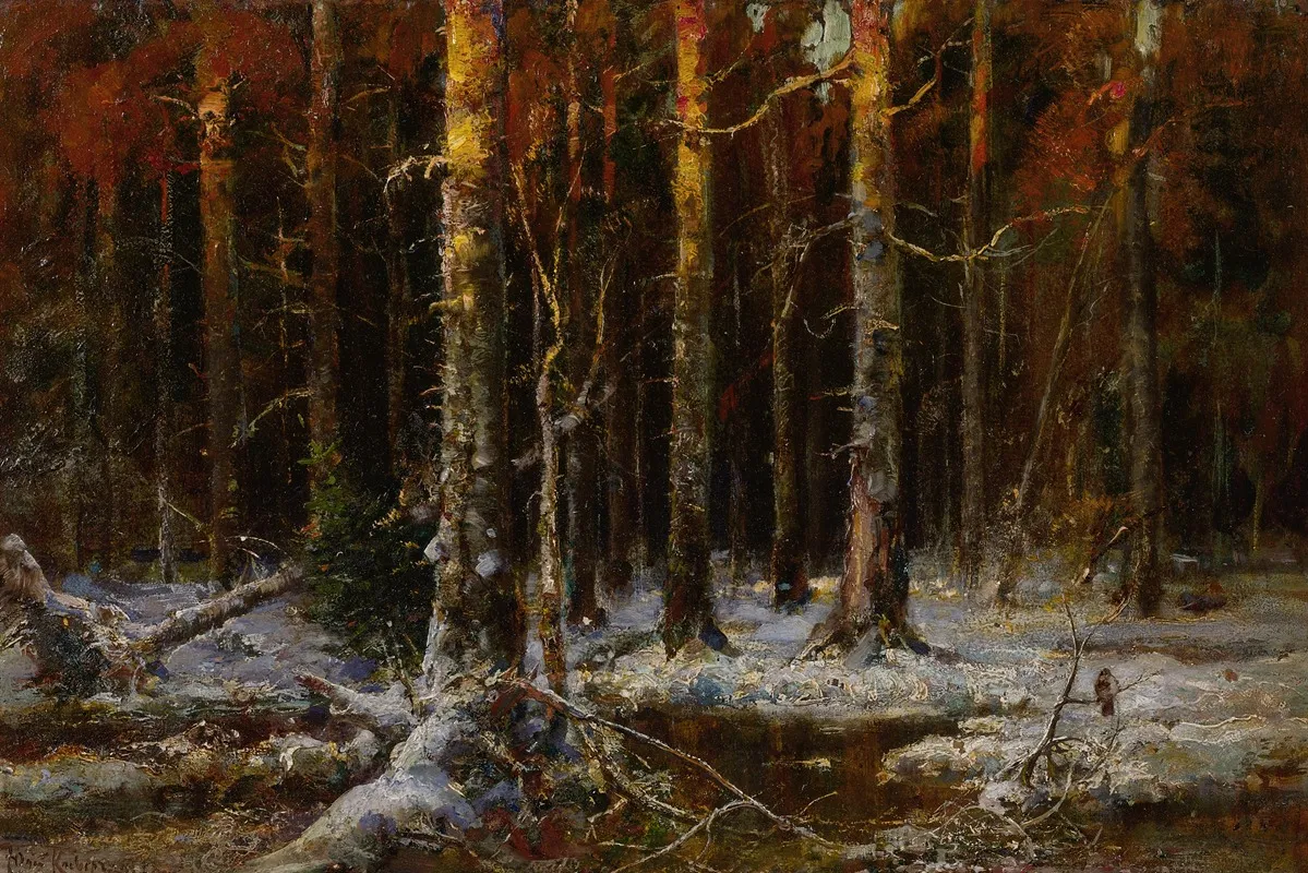 Forest In Winter 4 by Julius Sergius Klever - Canvas Print