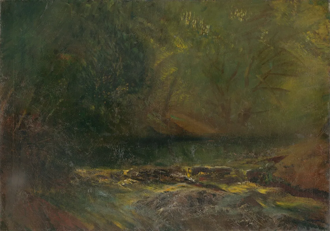 Forest Interior With A Brook by Ladislav Mednyánszky - Canvas Print