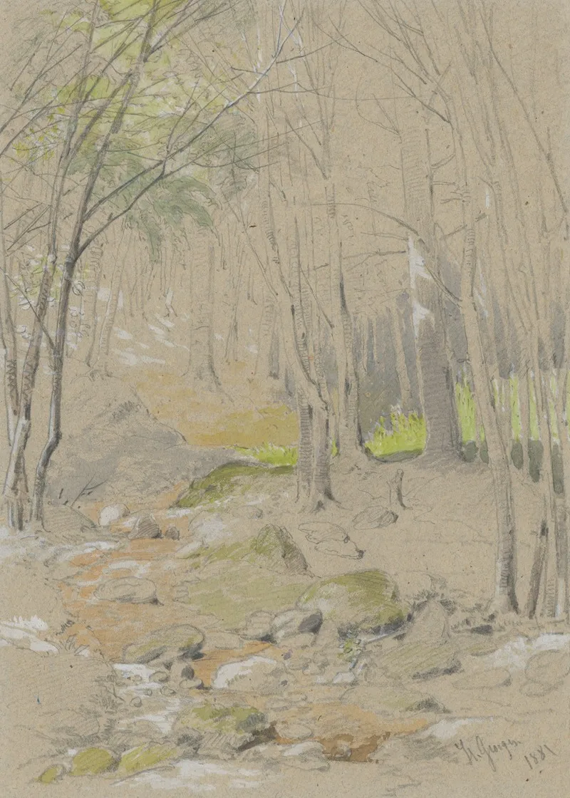 Forest Stream 6 by Friedrich Carl von Scheidlin - Canvas Print