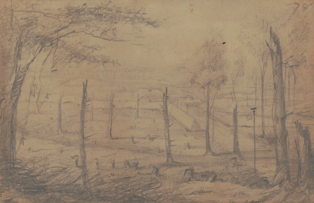 Fortifications At Corinth Mississippi June 1862 by Adolph Metzner - Canvas Print