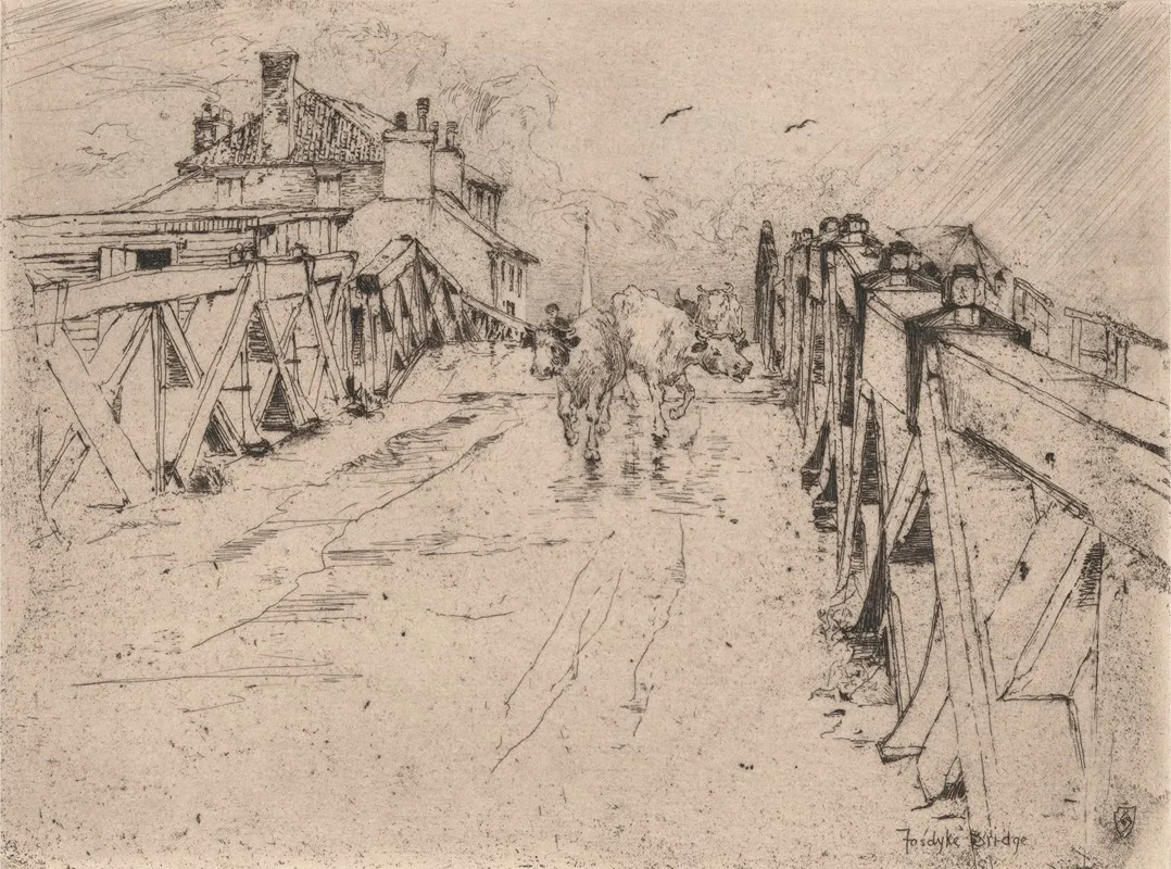 Fosdyke Bridge by Sir Frank Short - Canvas Print