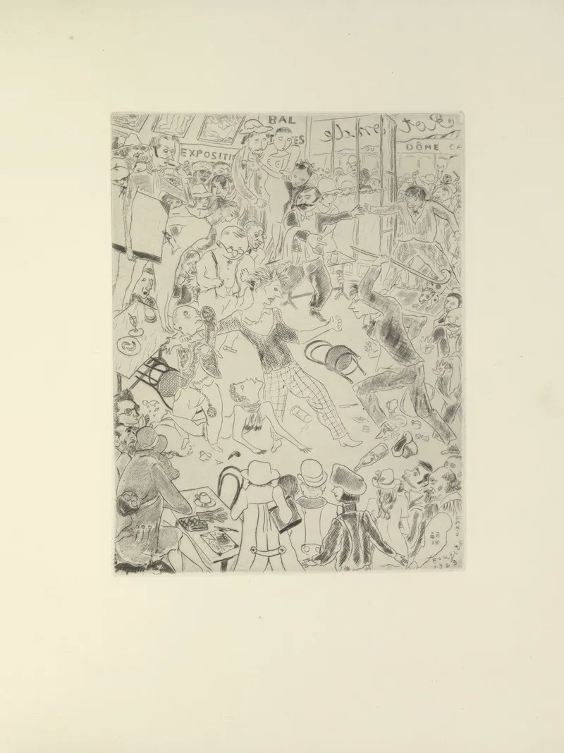 Foujita Le Cafe De La Rotonde by Paul Valéry - Canvas Print