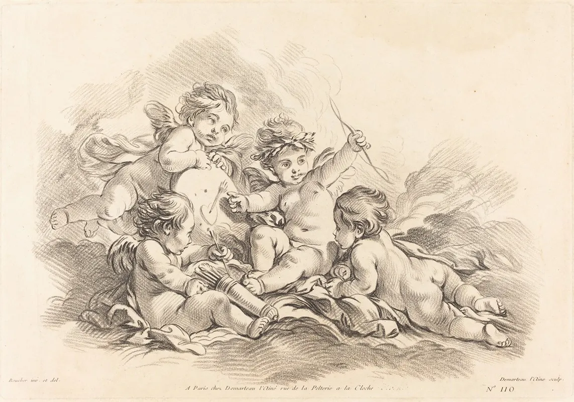 Four Cherubs At Target Practice