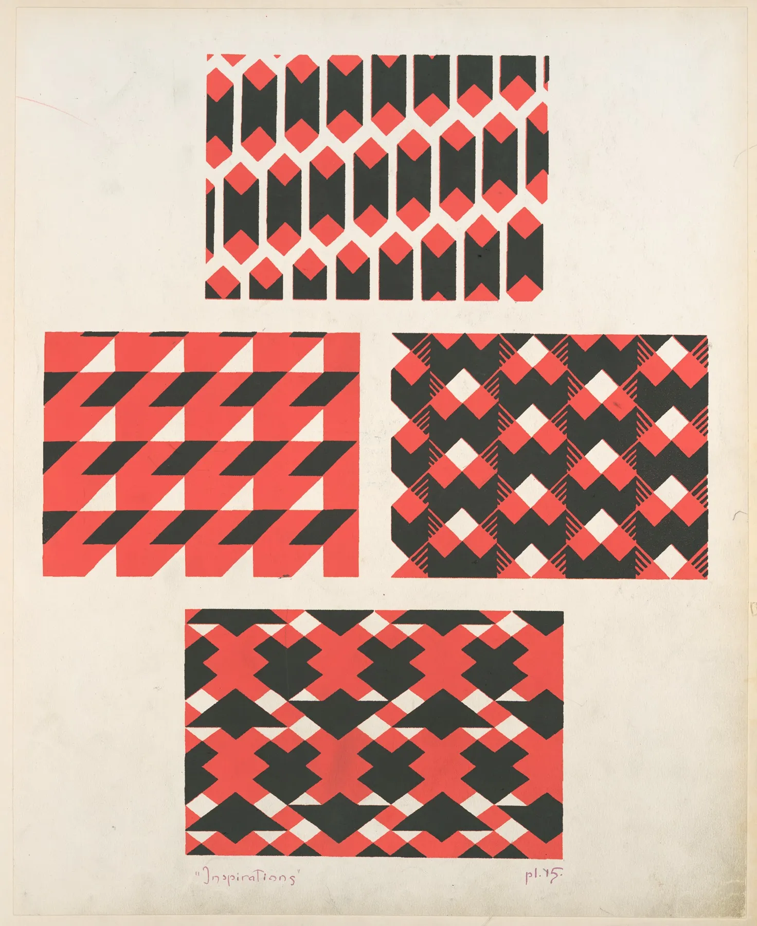 Four Geometric Compositions 3 by André Durenceau - Canvas Print