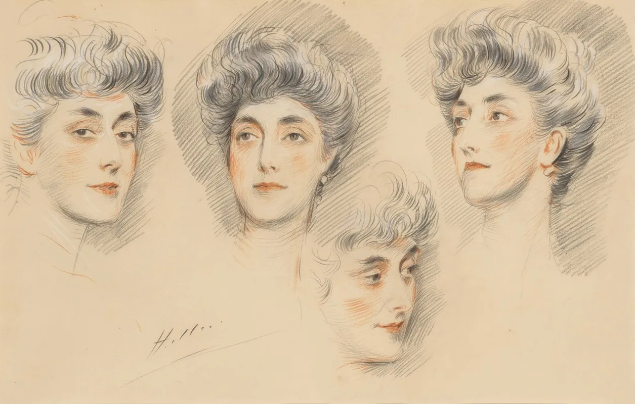 Four Head Studies Of A Lady Traditionally Identified As Mrs Gertrude Vanderbilt Whitney