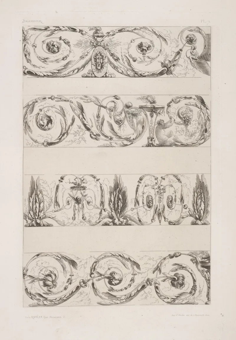 Four Horizontal Designs With Vegetal Shapes And Figures by André-Charles Boulle - Canvas Print