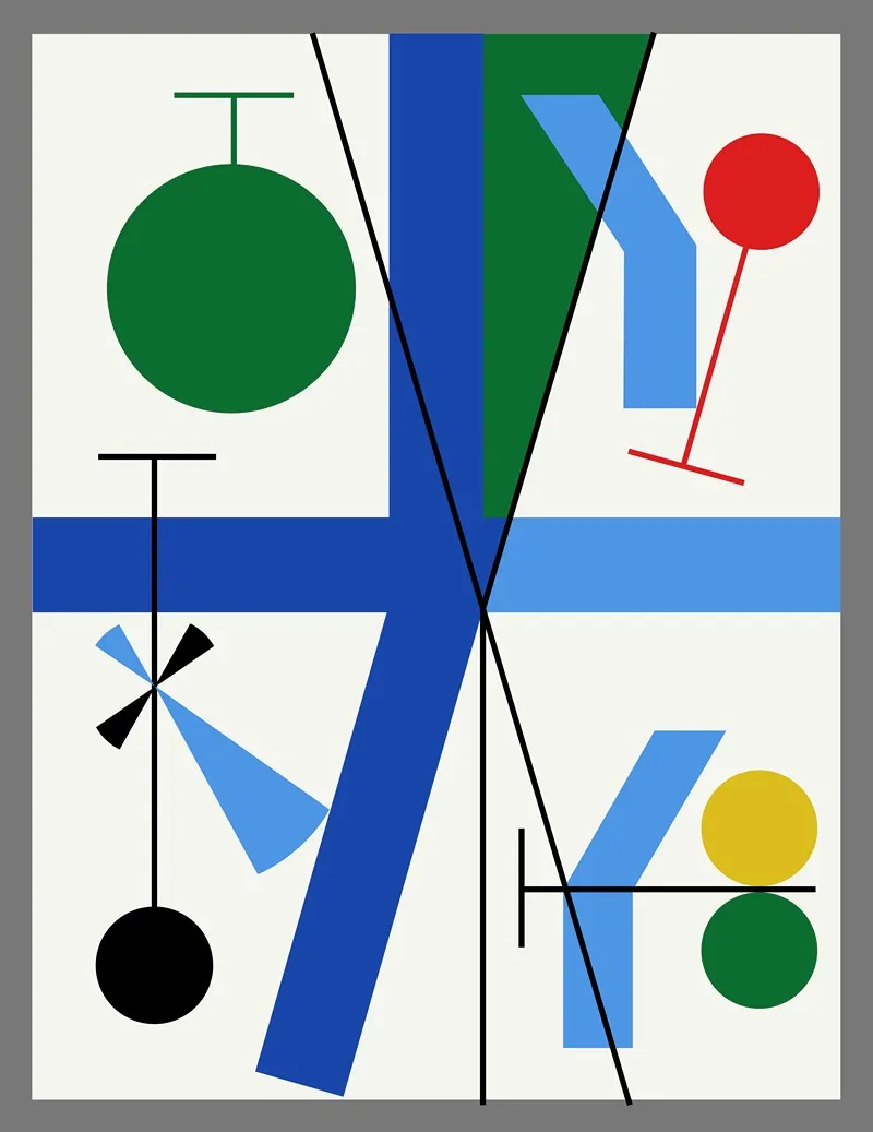 Four Spaces With Blue Broken Cross by Myriam Thyes - Canvas Print