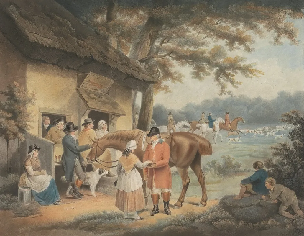 Fox Hunting Going Out by George Morland - Canvas Print