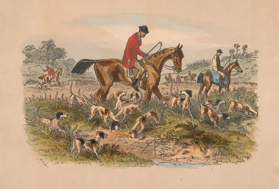 Fox Hunting Sketches No 1 Going To Cover by Hablot Knight Browne - Canvas Print