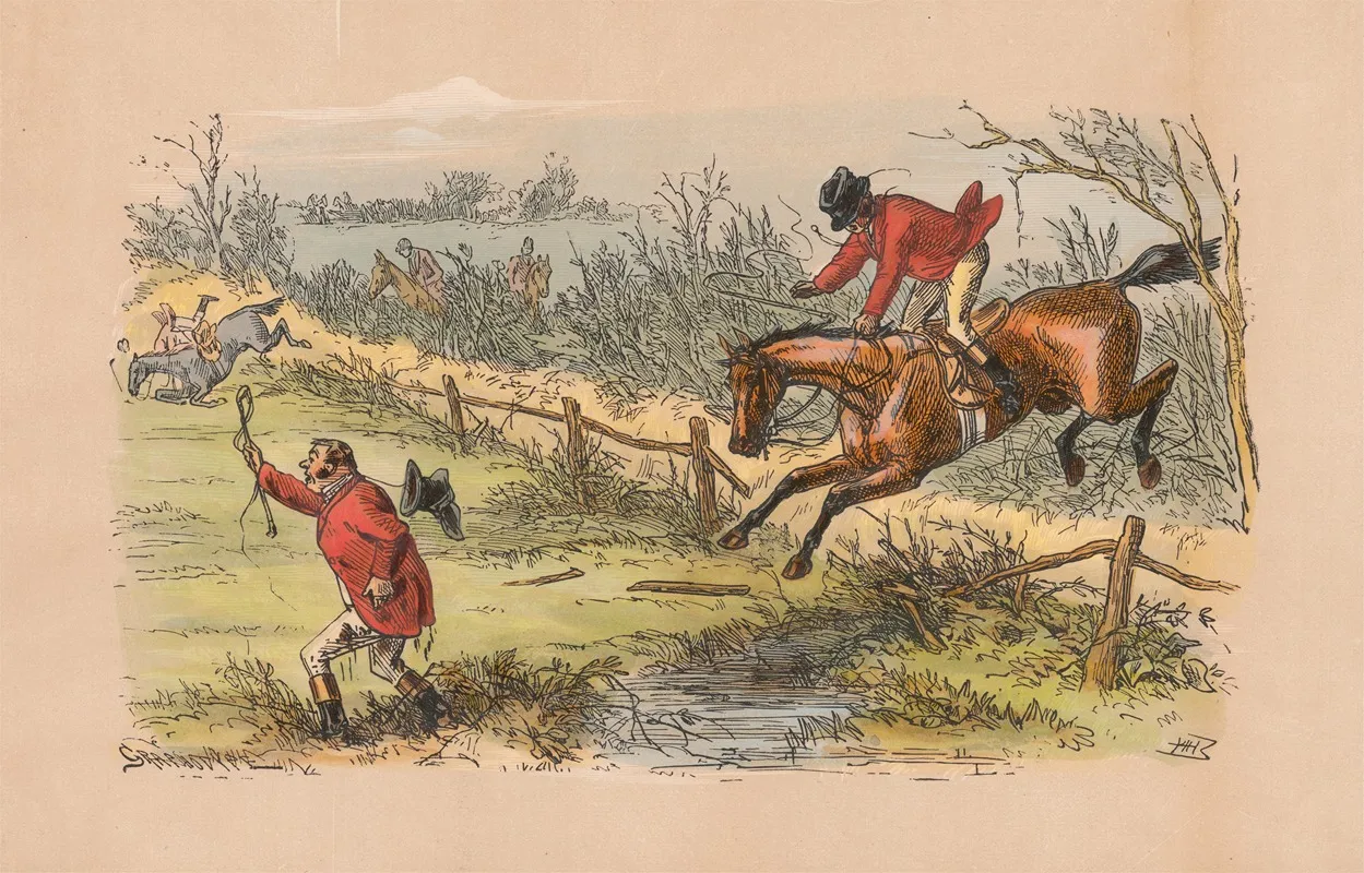 Fox Hunting Sketches No 9 The Fences Are Very Blind Just Now And The Riders Too Occasionally