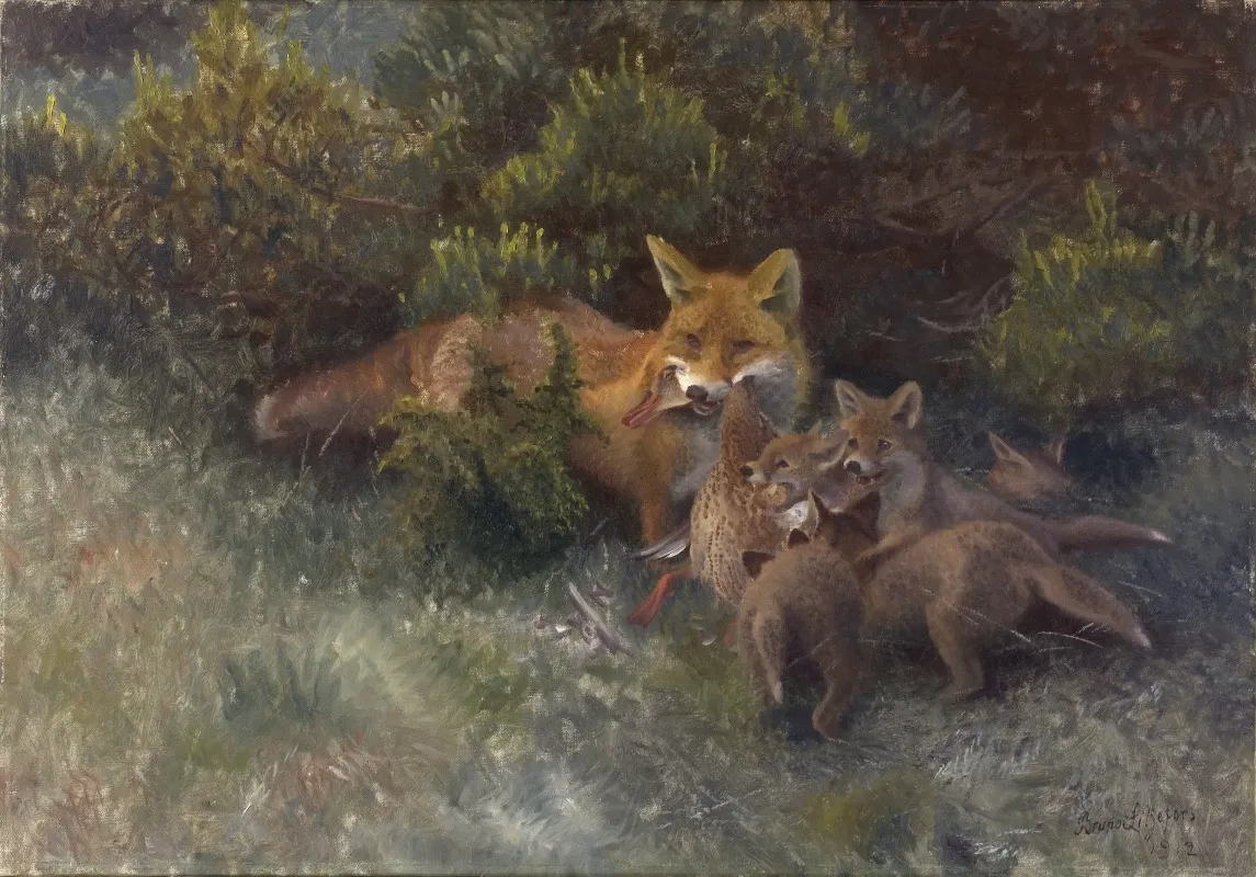 Fox With Cubs