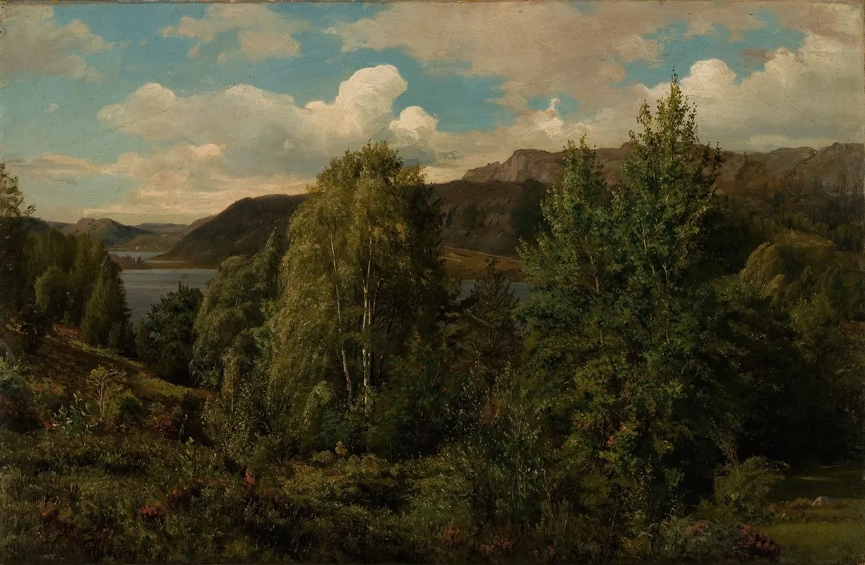 Fra Skogsfjord Mandal by Amaldus Nielsen - Canvas Print
