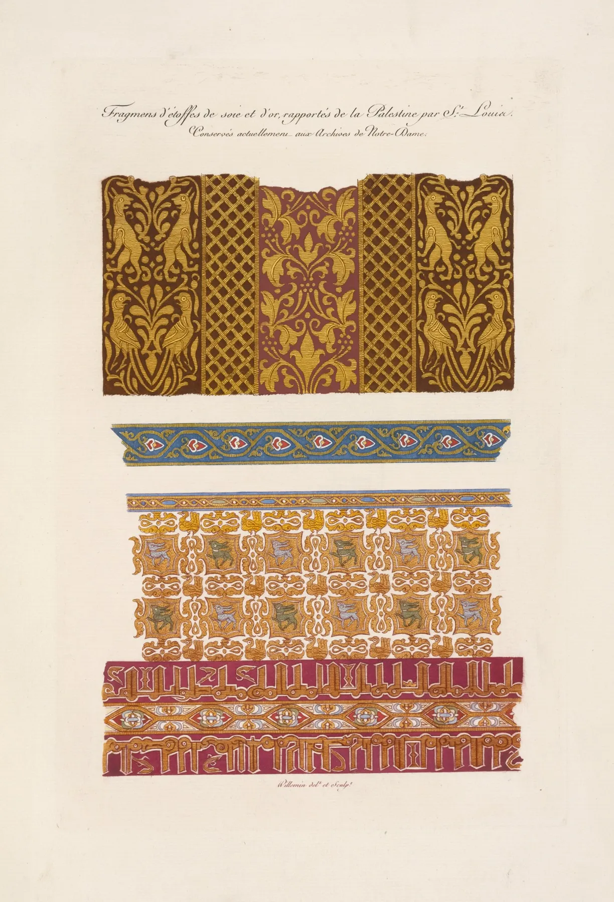 Fragments Detoffes De Soie Et Dor Rapportes De La Palestine Par St Louis by Nicolas Xavier Willemin - Canvas Print