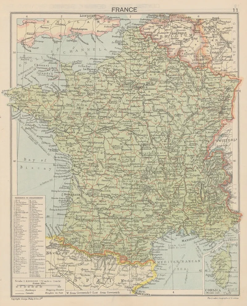 France 54 by London Geographical Institute - Canvas Print