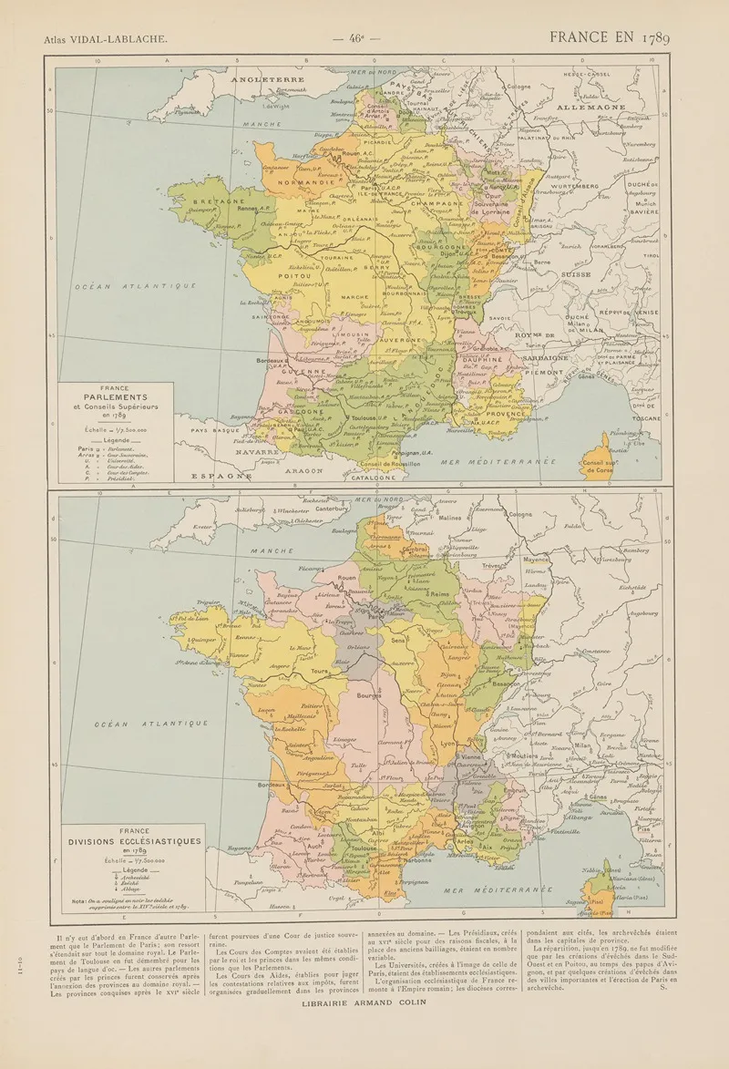 France En 1789 2 by Paul Vidal de La Blache - Canvas Print