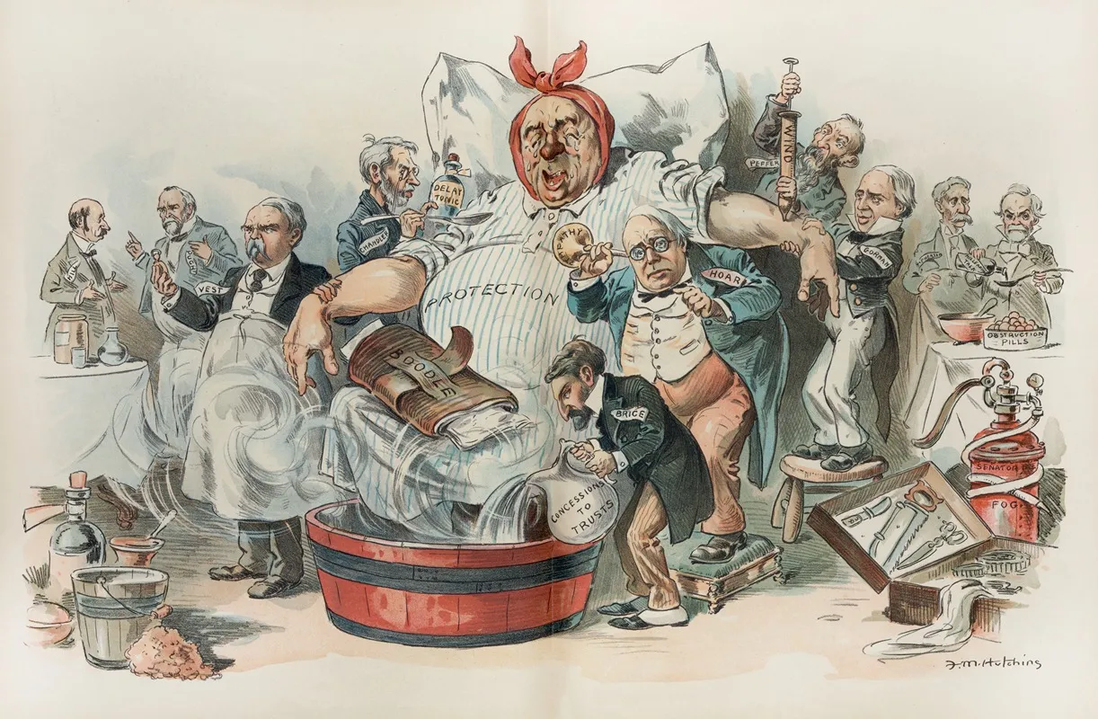 Frank Marion A Very Sick Patient He Pays Well But The Senaotrial Quacks Cant Save Him by Frank Marion Hutchins - Canvas Print