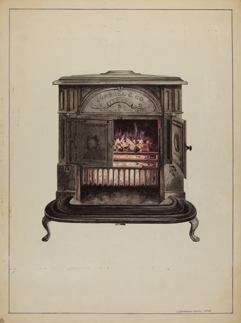 Franklin Stove by J. Howard Iams - Canvas Print