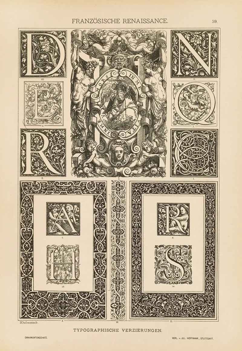 Franzosische Renaissance Typographische Verzierungen by Heinrich Dolmetsch - Canvas Print