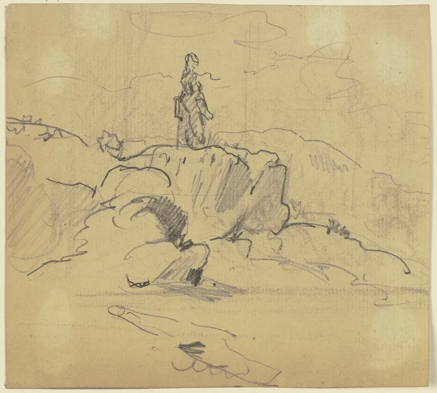 Frau Auf Einer Anhohe by Philipp Rumpf - Canvas Print