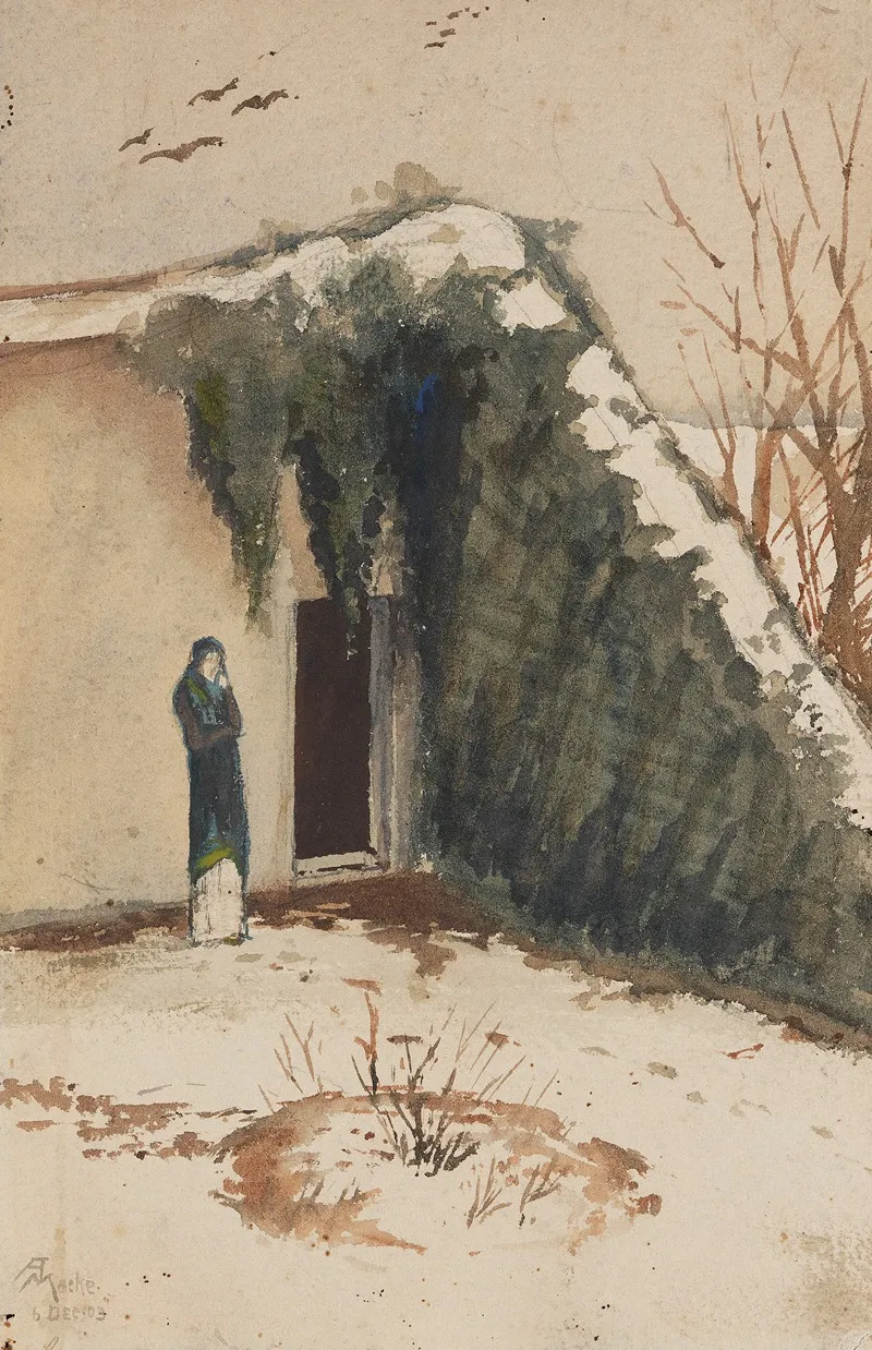 Frau Im Innenhof by August Macke - Canvas Print