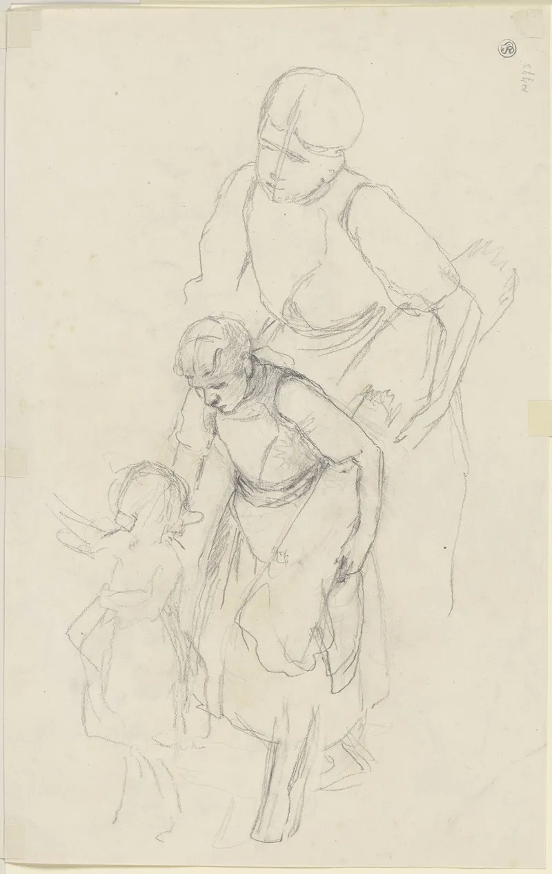 Frau Mit Kind Und Einer Garbe Unter Dem Linken Arm 2 by Jakob Becker - Canvas Print