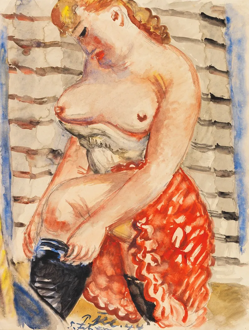 Frau Mit Schwarzen Strumpfen