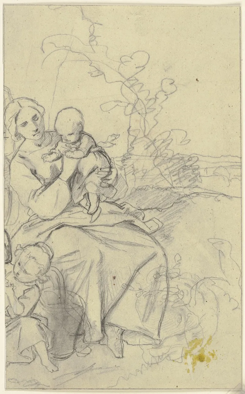 Frau Von Kindern Umgeben Fragment