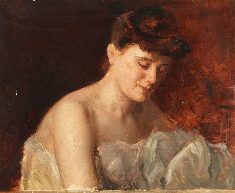 Frauenportrat Studie by Charles Chaplin - Canvas Print