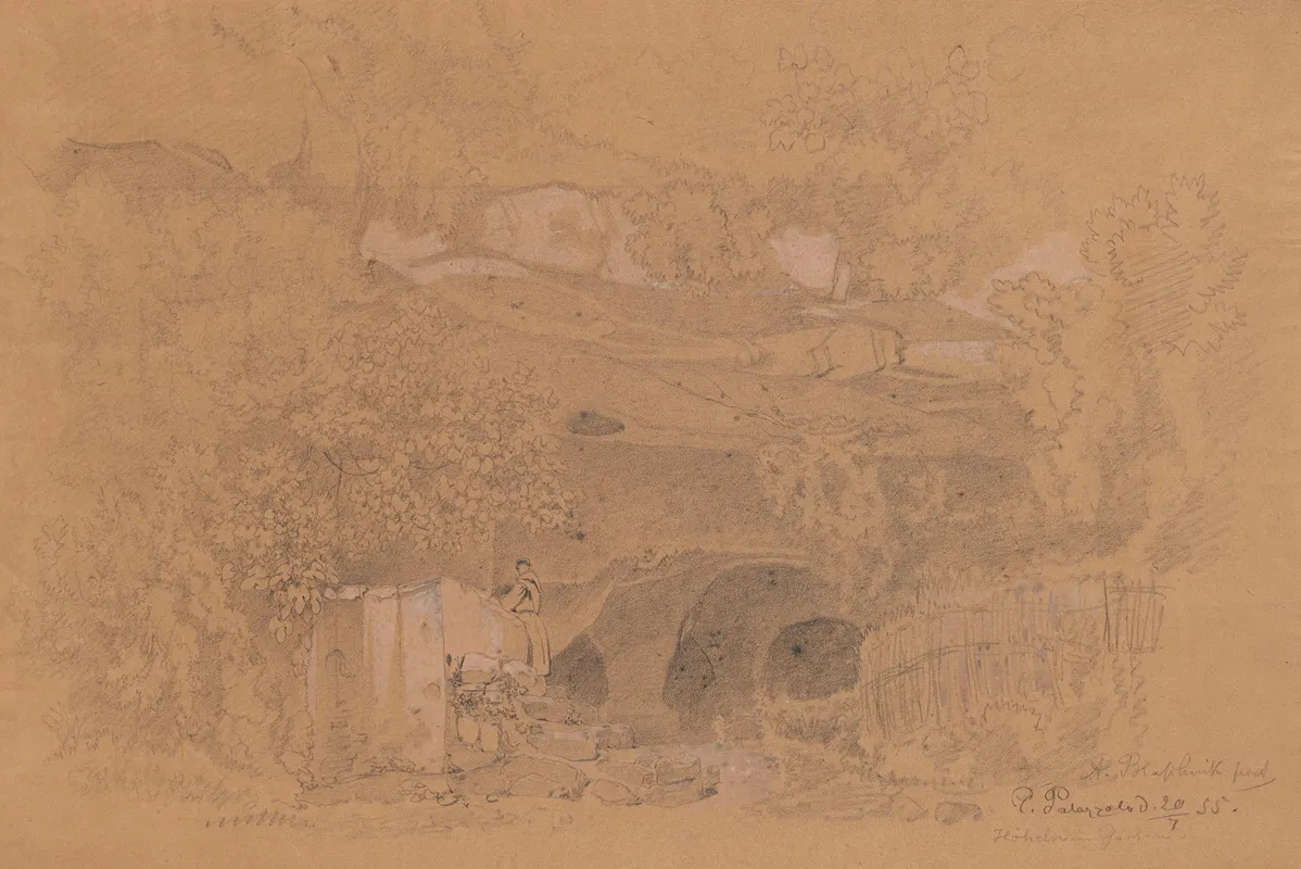 Friar At The Foot Of A Rocky Hillside At The Palazzolo Monastery Near Albano