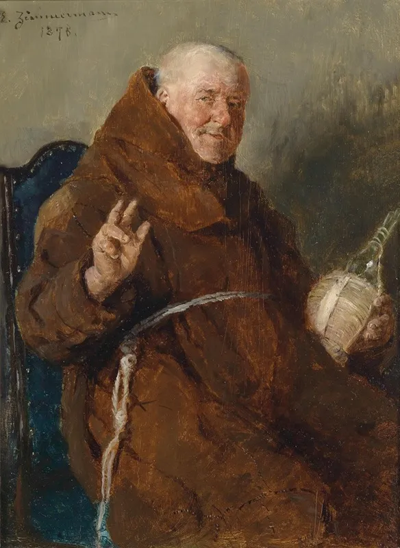 Frohlicher Monch by Ernst Karl Georg Zimmermann - Canvas Print
