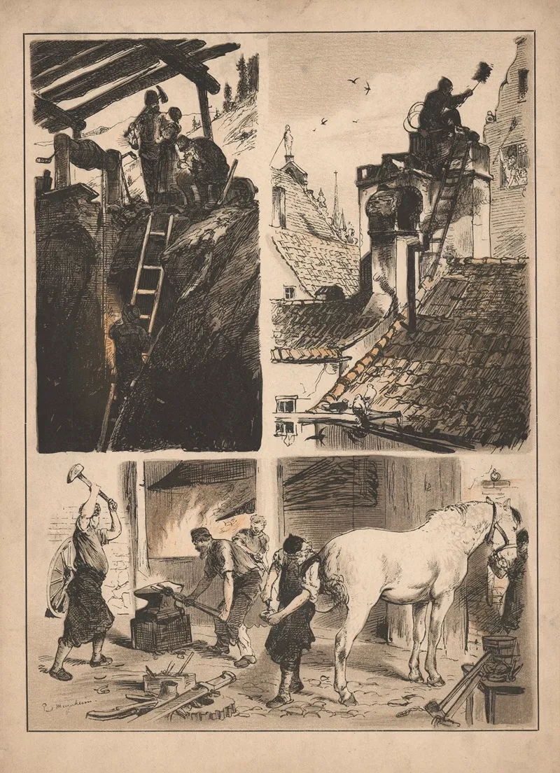 From Night To Light Miners Song Blacksmiths Song by Paul Friedrich Meyerheim - Canvas Print