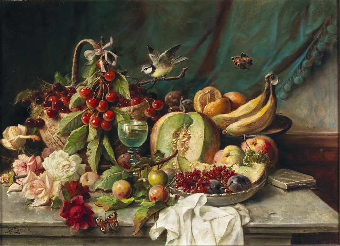 Fruchtestillleben 2 by Hans Zatzka - Canvas Print