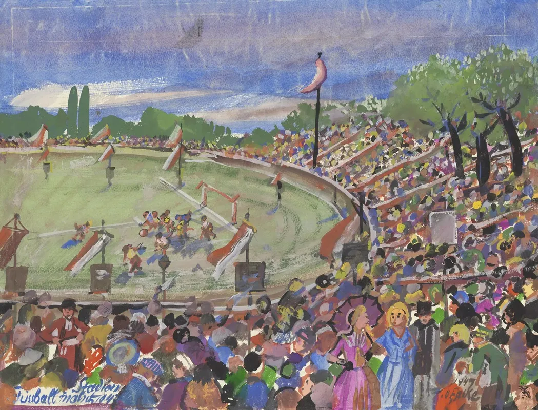 Fusballmatch Im Stadion by Oskar Laske - Canvas Print