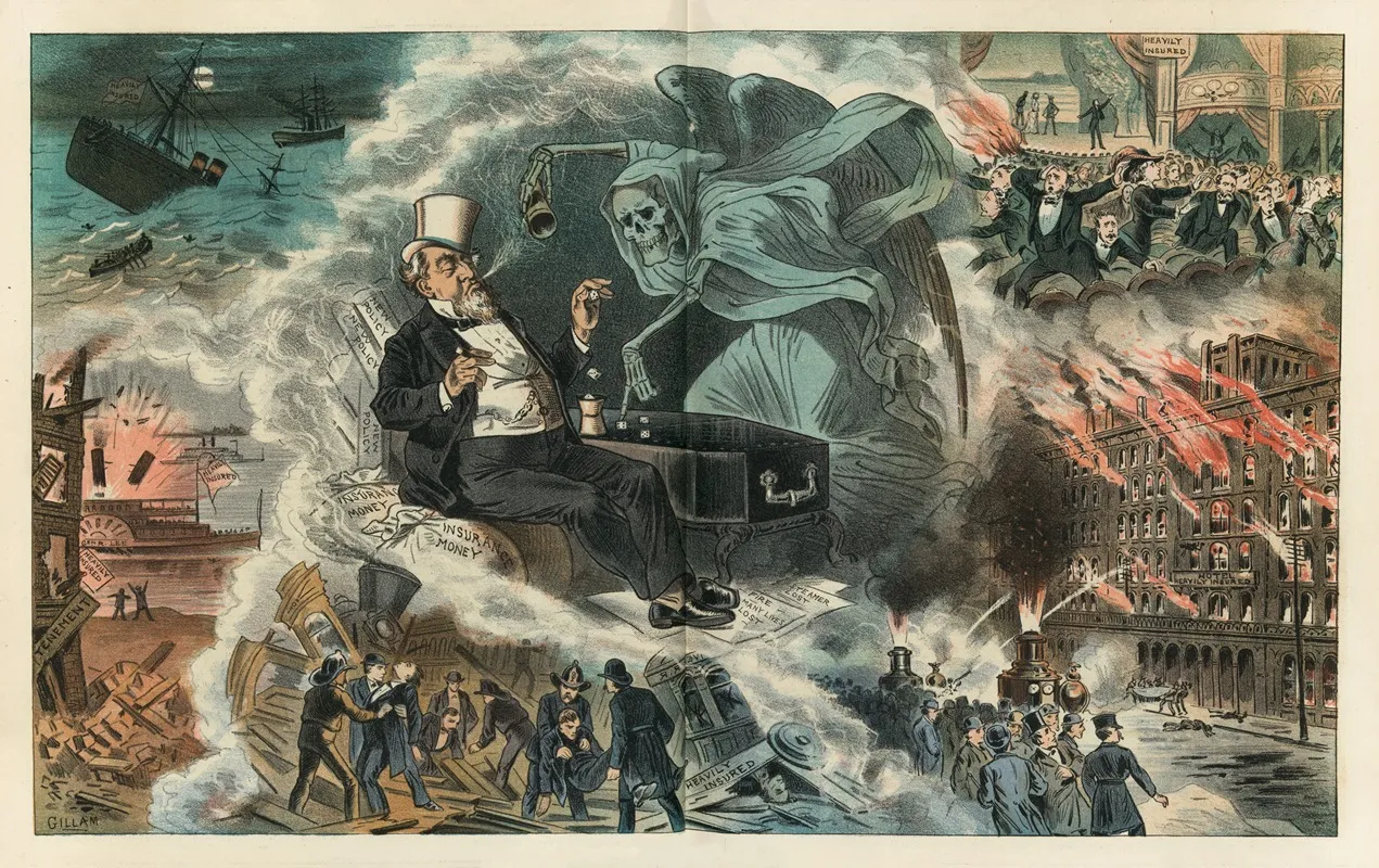 Gambling With Death by Bernhard Gillam - Canvas Print