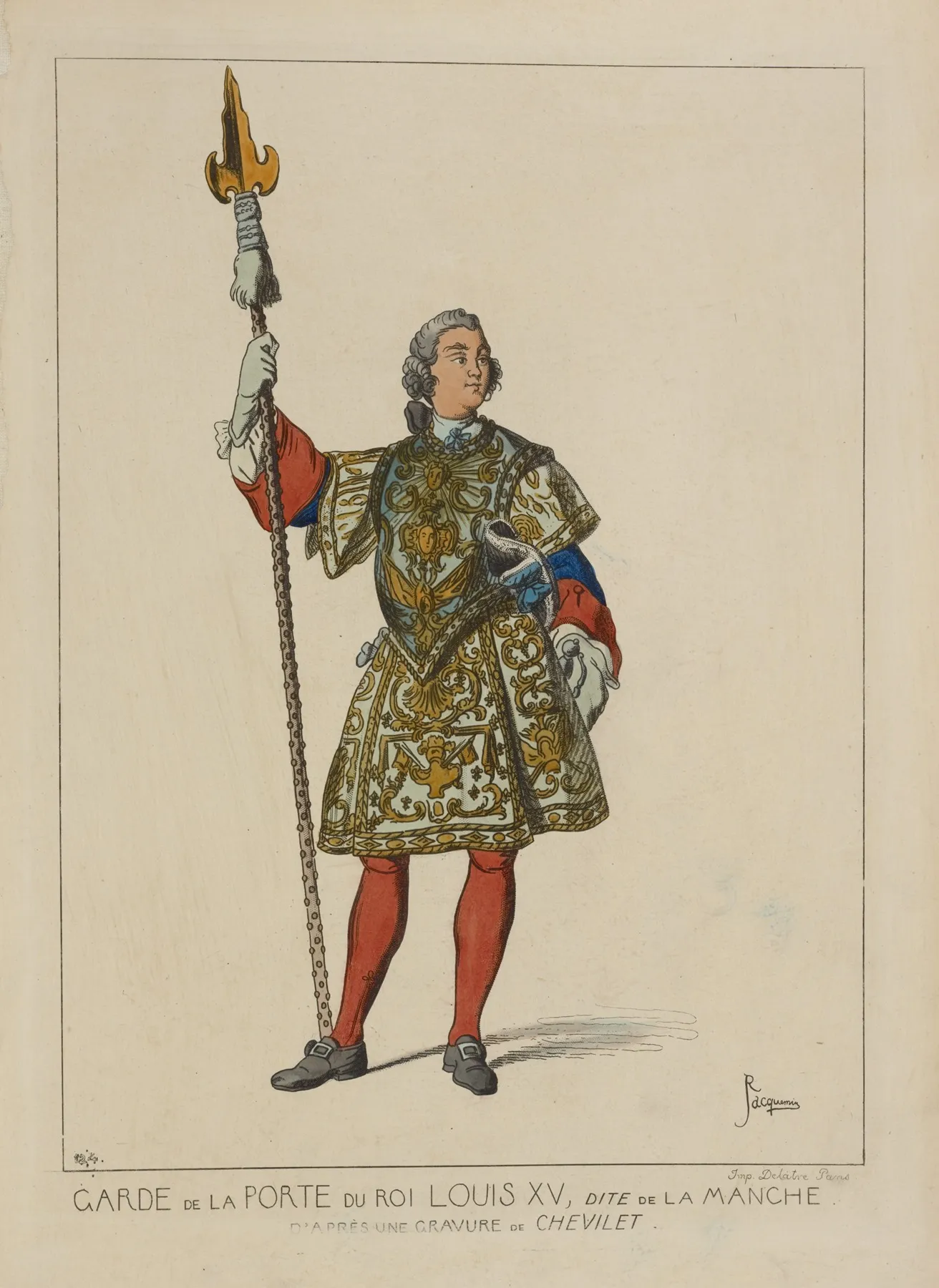 Garde De La Porte Du Roi Louis Xv Dite De La Manche Dapres Une Gravure De Chevilet