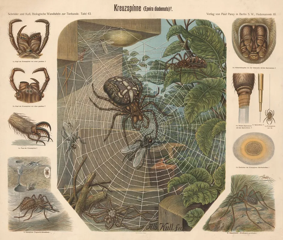 Garden Spider Epeira Diademata by Albert Kull - Canvas Print