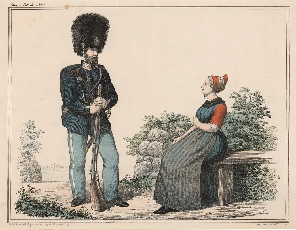 Garderen Og Hans Pige by Emil Bærentzen - Canvas Print